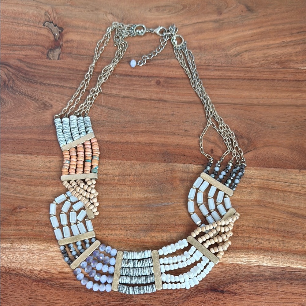 Anthropologie Brown and White Layered Necklace